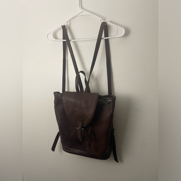 Bosboom Genuine Leather Brown Backpack Rucksack Bag w/ Push Lock Closure - Picture 8 of 11